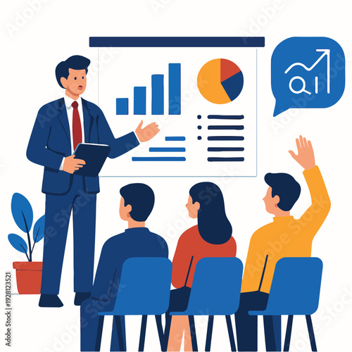 a Flat vector design of a business conference 