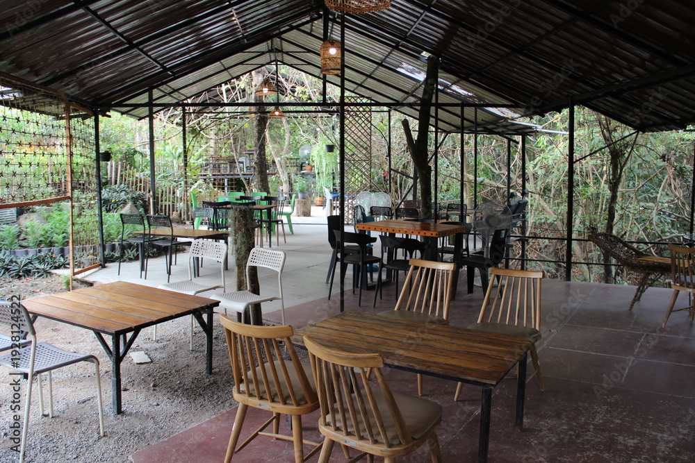 Fototapeta premium Beautiful Cafe or restaurant with garden