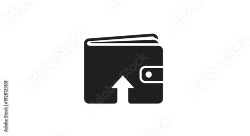 Black Wallet Icon with Arrow Symbol.