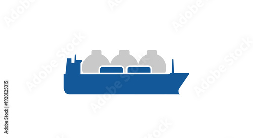 Blue cargo ship with containers.