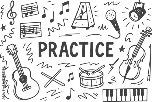 Whimsical mediterranean italian coastal beach vacation elements line art set. Seaside summer sketch of food, loungers, sardines, swimsuits and reading book. Wedding coquette vector illustration