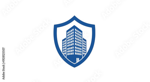 Blue Shield Logo with Building Inside.