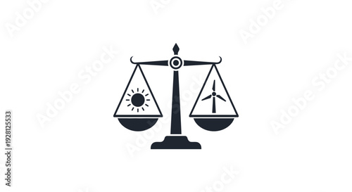 Black scale with sun and tree.