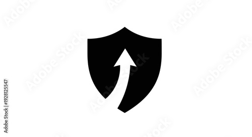 Black shield with white upward arrow.