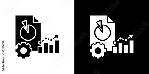 Business Report Icon Sheet Black And White