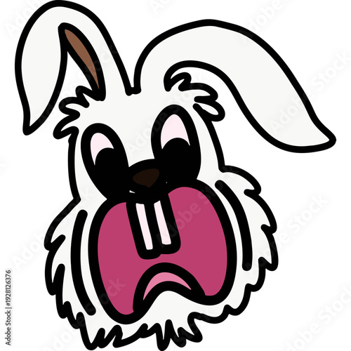 Funny Easter Bunny Cartoon Character - Screaming Rabbit Illustration