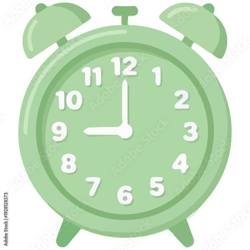 9時を指すピンクと緑の可愛らしい目覚まし時計です。ふんわりとした優しい色合いが、一日の始まりに安らぎと活力を与えます。朝のルーティンやスケジュール管理を促すSNSや広告に最適で、成功へと向かう前向きな気持ちを表現できます。