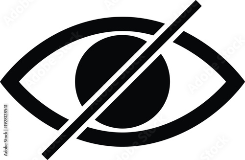 Black eye icon with a diagonal line crossing out the pupil, signifying hidden or invisible