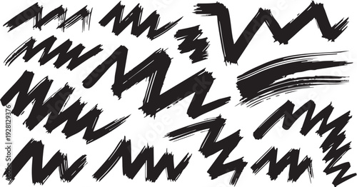 Grunge Hand-Drawn Arrow Set: Bold Black Brush Stroke Directional Doodle Design Elements