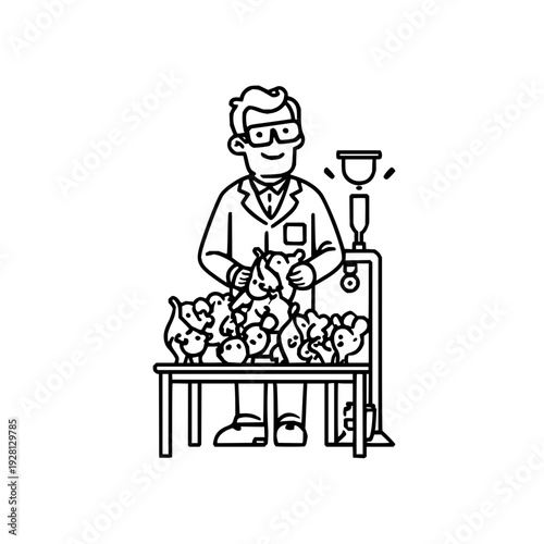 Veterinarian with kittens on table vet doctor cats animals examination