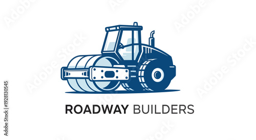Blue Road Roller Vehicle for Roadway Builders Logo.