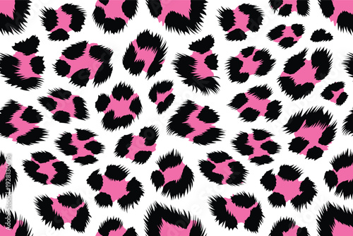 Dynamic Leopard Print with Black Spots Pink Centers Repeating Cohesive Pattern Design
