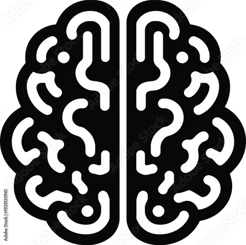 Black and white brain icon symbolizing intellect and ideas
