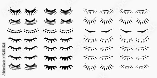 Collection of various black eyelashes in different styles and lengths
