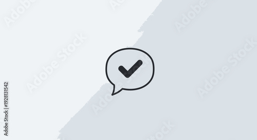 Check mark in speech bubble icon.