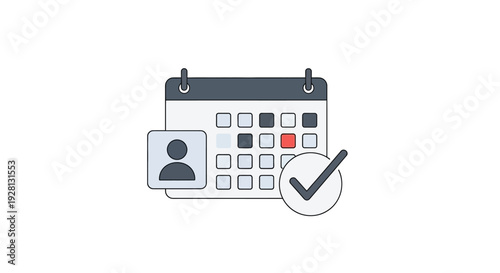 Check mark on calendar with profile.