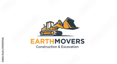 Earthmovers Construction and Excavation Logo with Front Loader.