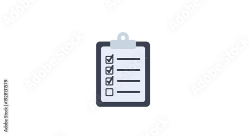 Checklist on clipboard closeup view.