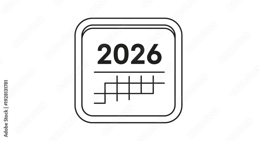 Fototapeta premium Calendar icon for the year 2026.