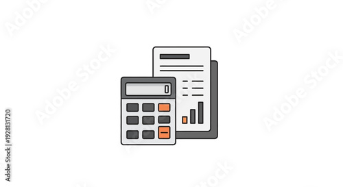 Calculator and financial document icons.
