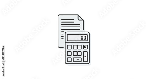 Calculator and paper financial document.