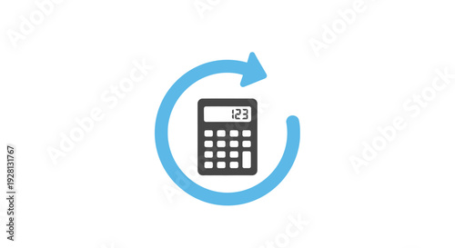Calculator with circular arrow icon.