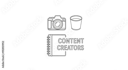 Camera and cup on notebook.