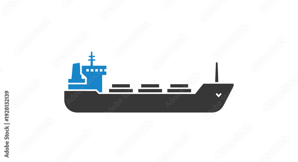 Obraz premium Cargo Ship Illustration Side View.