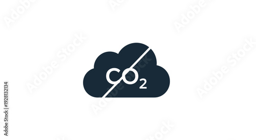 Carbon dioxide reduction symbol icon.