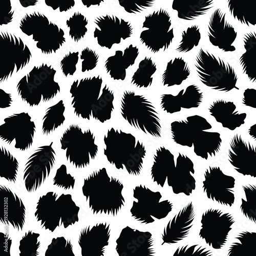 Leopard Print Black Spots on White Seamless Repeating Pattern High Contrast