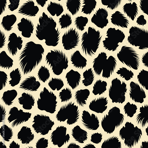 Dynamic Black Spot Pattern on Beige Surface with Jagged Organic Spots and Random Overlapping Arrangement