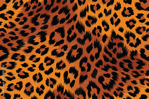 Dynamic Leopard Fur Pattern with Orange and Black Spots in Textile Design (0996266928).eps