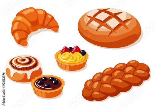 Assorted Baked Sweet Pastry Varieties Displayed.