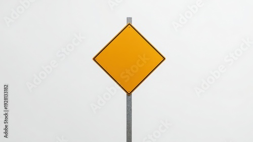 Wallpaper Mural The Yellow Diamond Road Sign on a Pole Against Minimalist White Background Torontodigital.ca