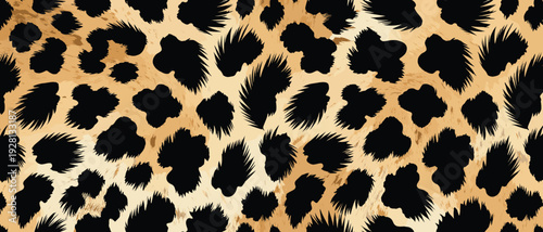 Dynamic Leopard Print Pattern with Energetic Movement in Tan Gradient, Digital Illustration of Wildlife Fur
