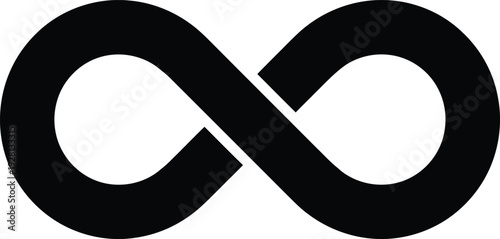 Black infinity symbol on white background. Concept for eternity, endlessness, and limitless.