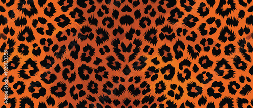 Dynamic Leopard Spot Pattern on Vibrant Orange-Red Symmetrical Background Illustration Design
