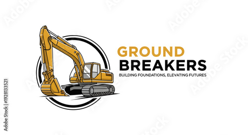 Ground Breakers Excavator Construction Heavy Machinery Logo.