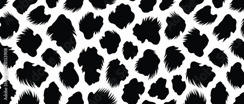 Animal Leopard Print with Jagged Black Spots and White Camouflage Patterns