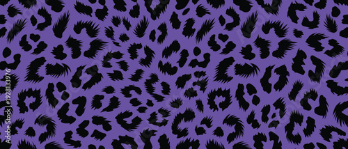 Dynamic Playful Leopard Print Pattern with Black Spots on Bold Purple Background