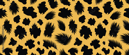 Digital Illustration of Animal Wildlife Spots on Yellow Camouflage Pattern Background – Bold and Eye-Catching Design Element (1057854593).eps