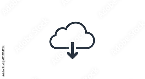 Cloud Download Icon Simple Design Element.