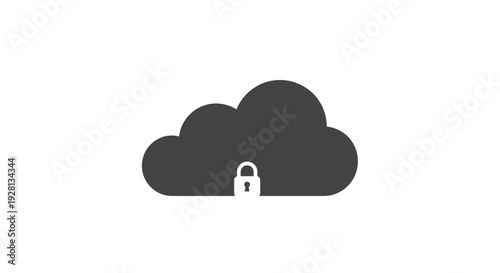 Cloud Icon with Padlock Security Symbol.