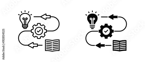 Process icon set with style outline and solid. vector simple elements for design and presentation.
