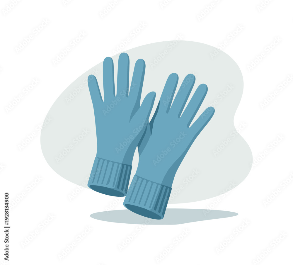 Obraz premium Pair of blue rubber gloves for cleaning or household chores