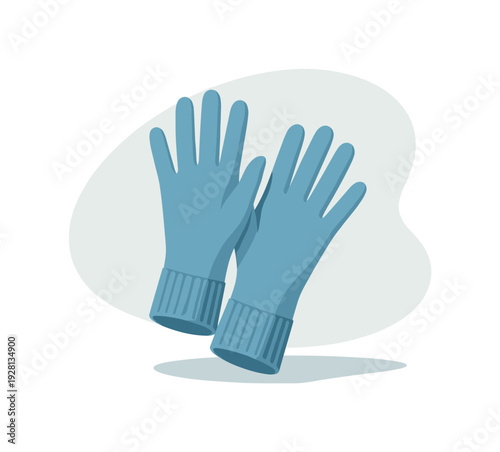 Pair of blue rubber gloves for cleaning or household chores