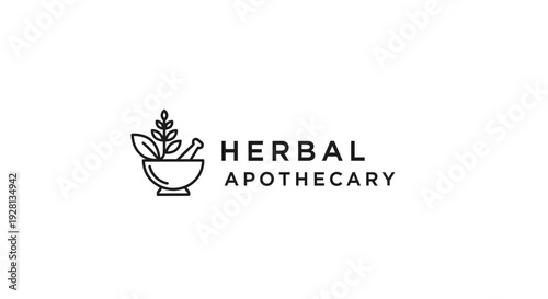 Herbal Apothecary Logo Design with Mortar and Pestle.
