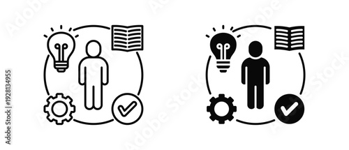 Competency icon set with style outline and solid. vector simple elements for design and presentation.