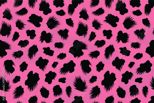 Vibrant Leopard Spots with Spiky Texture on Pink Repeating Pattern Design