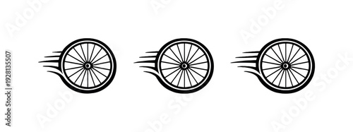 Freedom of movement metaphor symbolized by a bicycle wheel with subtle motion lines forming a cohesive emblem, smooth circular